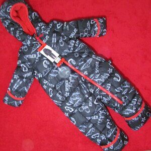 Spyder Infant Unisex One Piece Hooded Snowsuit Bodysuit Black Red